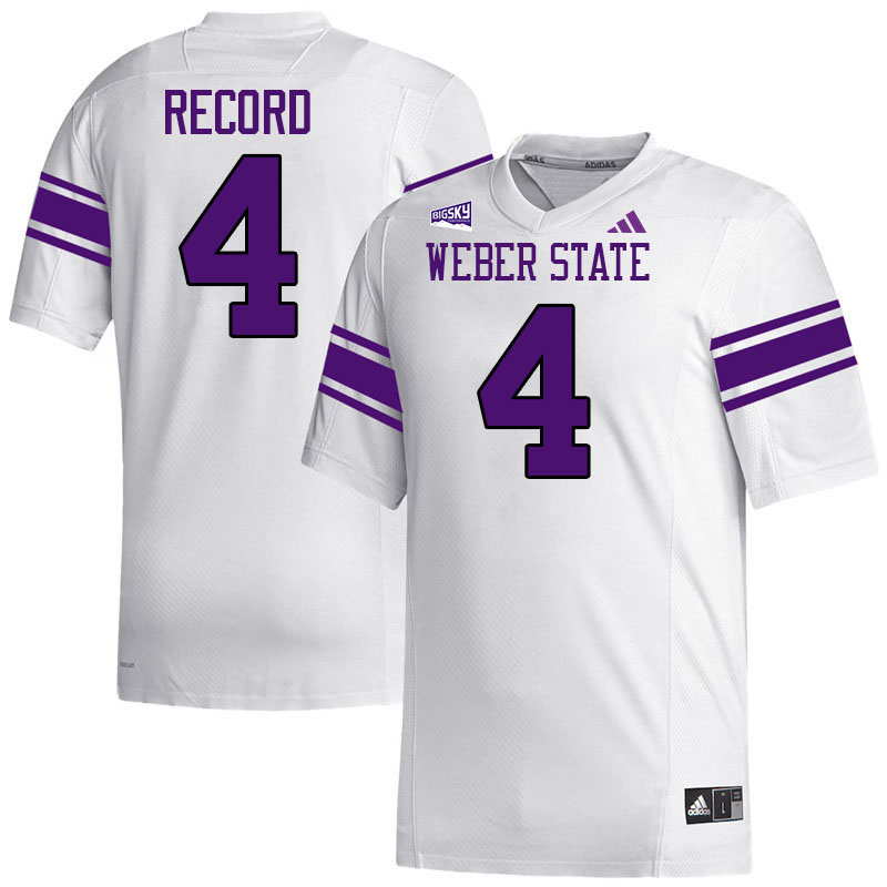 Weber State Wildcats #4 Jayleen Record College Football Jerseys,Uniforms Stitched-White